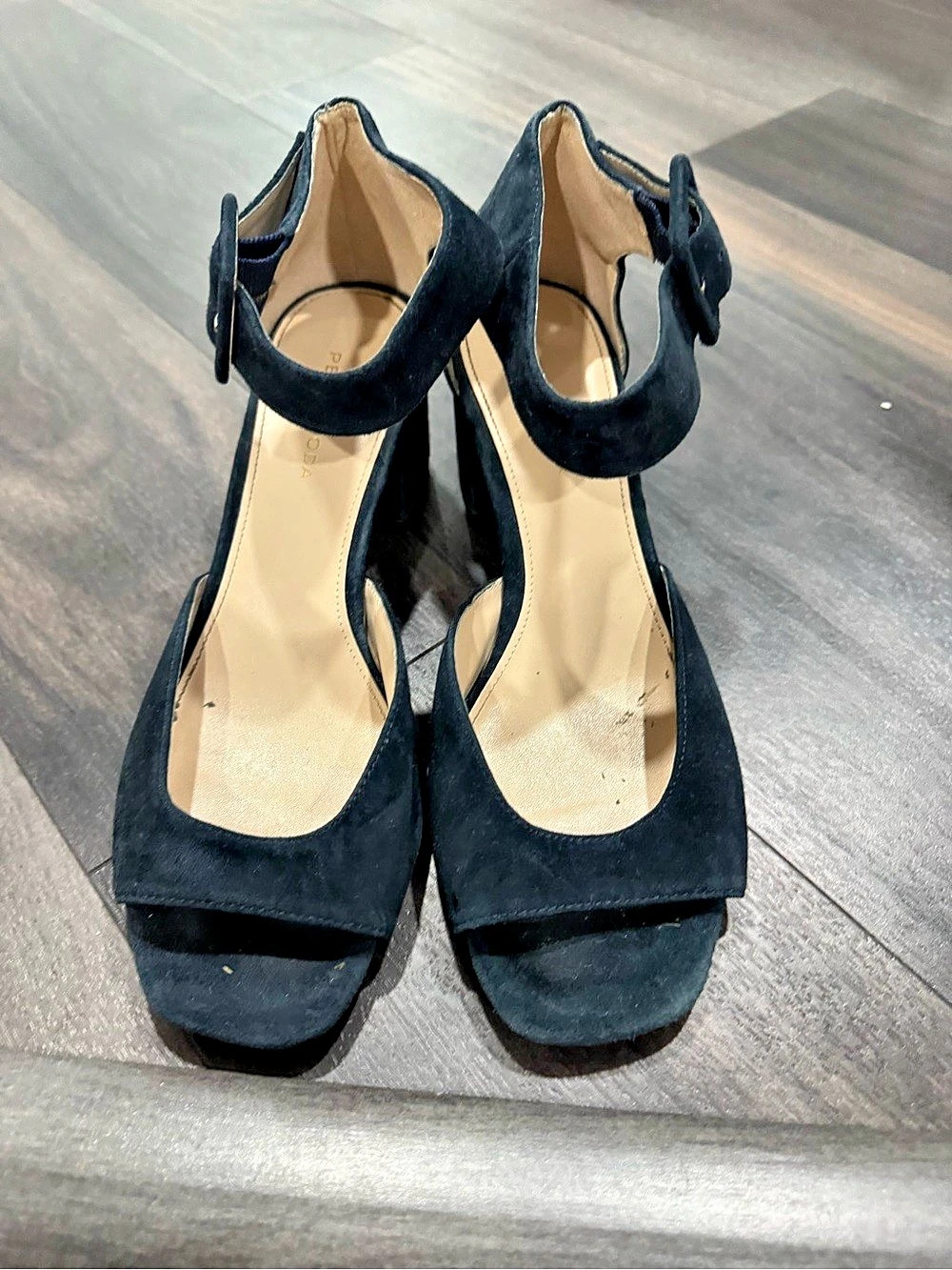 Pelle Moda Navy Ankle Strap Heels